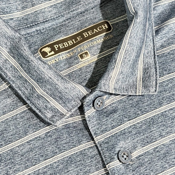 Pebble Beach Other - Pebble Beach Dry-Luxe Performance Men's Blue Striped Golf Polo Shirt Small